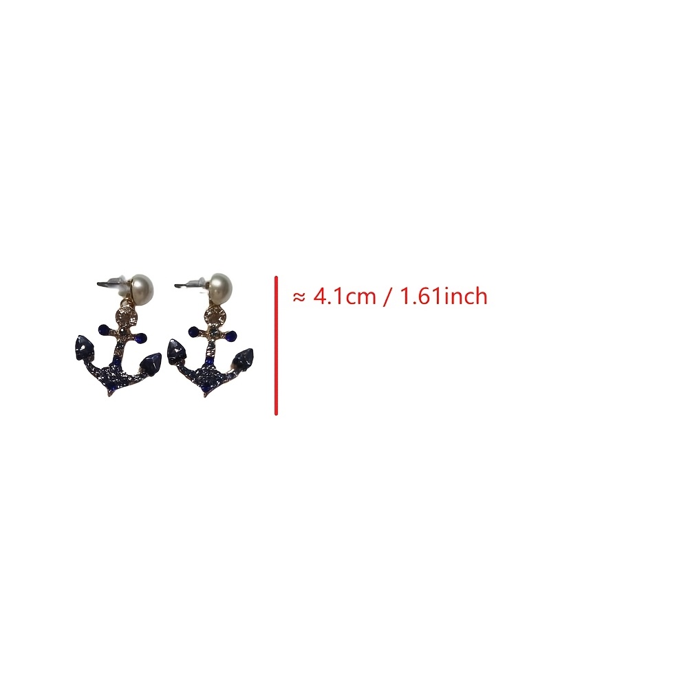 Fashionable Anchor-Shaped Earrings with Imitation Pearls